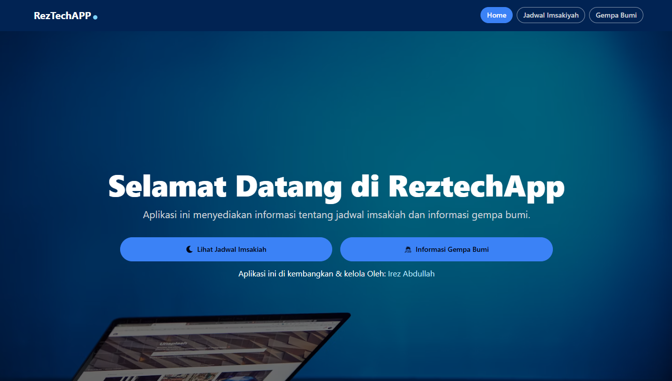 ReztechAPP – Aplikasi Informasi Jadwal Imsakiyah & Gempa Bumi Terkini